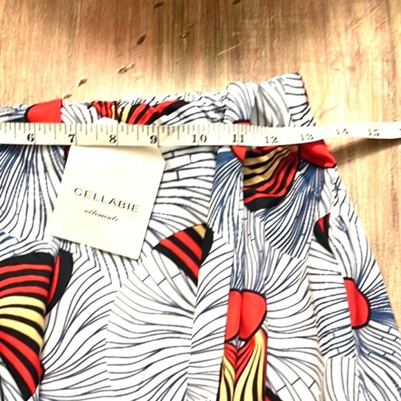 NWT Cellabie Palazzo Red-Fan Print Halter,Jumpsuit Wide-Leg,Belted,Size S - Picture 10 of 12